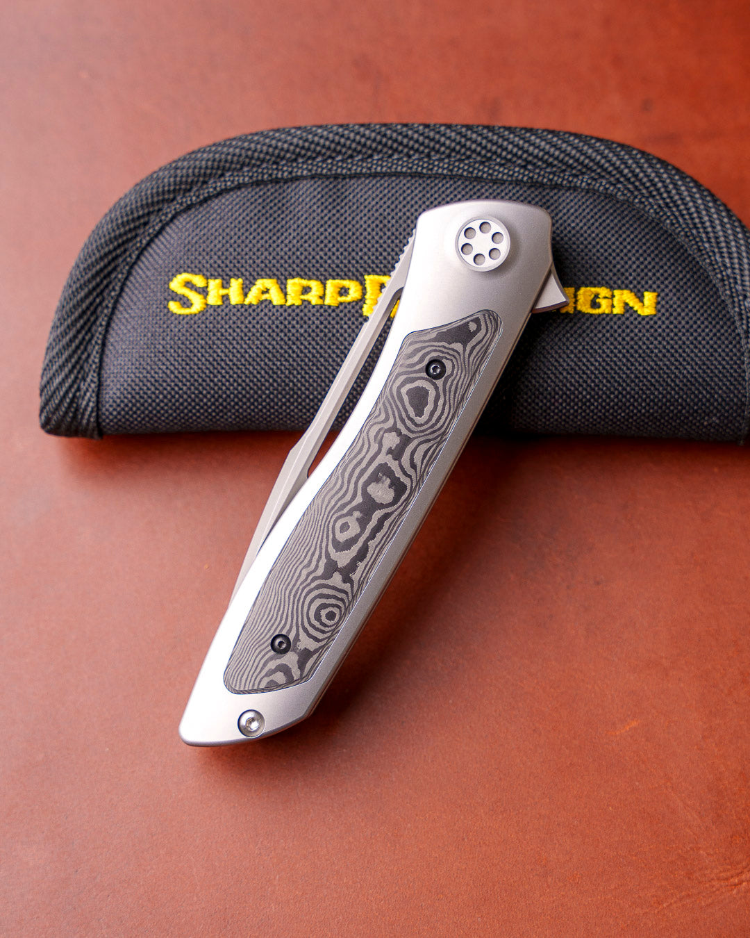 Sharp by Design T10 – FC Black Camo Inlay Handles - Etched & Slotted Blade