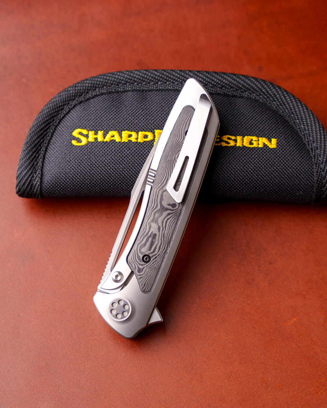 Sharp by Design T10 – FC Black Camo Inlay Handles - Etched & Slotted Blade
