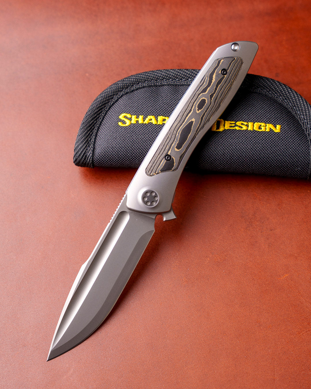 Sharp by Design T10 – FC Gold Camo Inlay Handles - Etched Blade