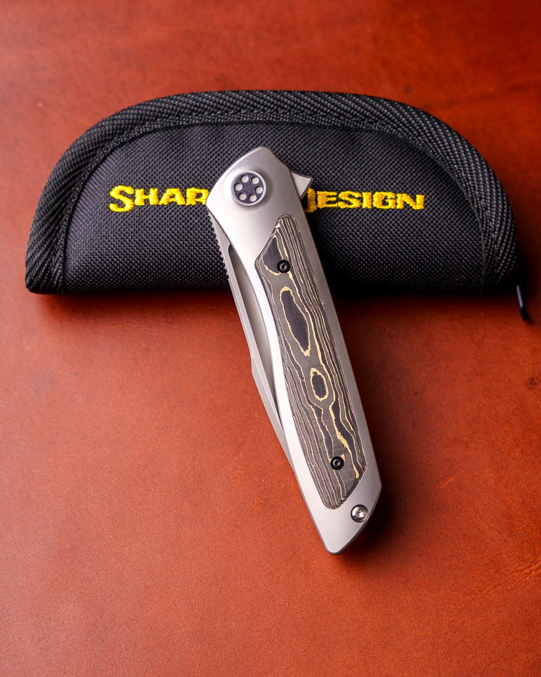 Sharp by Design T10 – FC Gold Camo Inlay Handles - Etched Blade