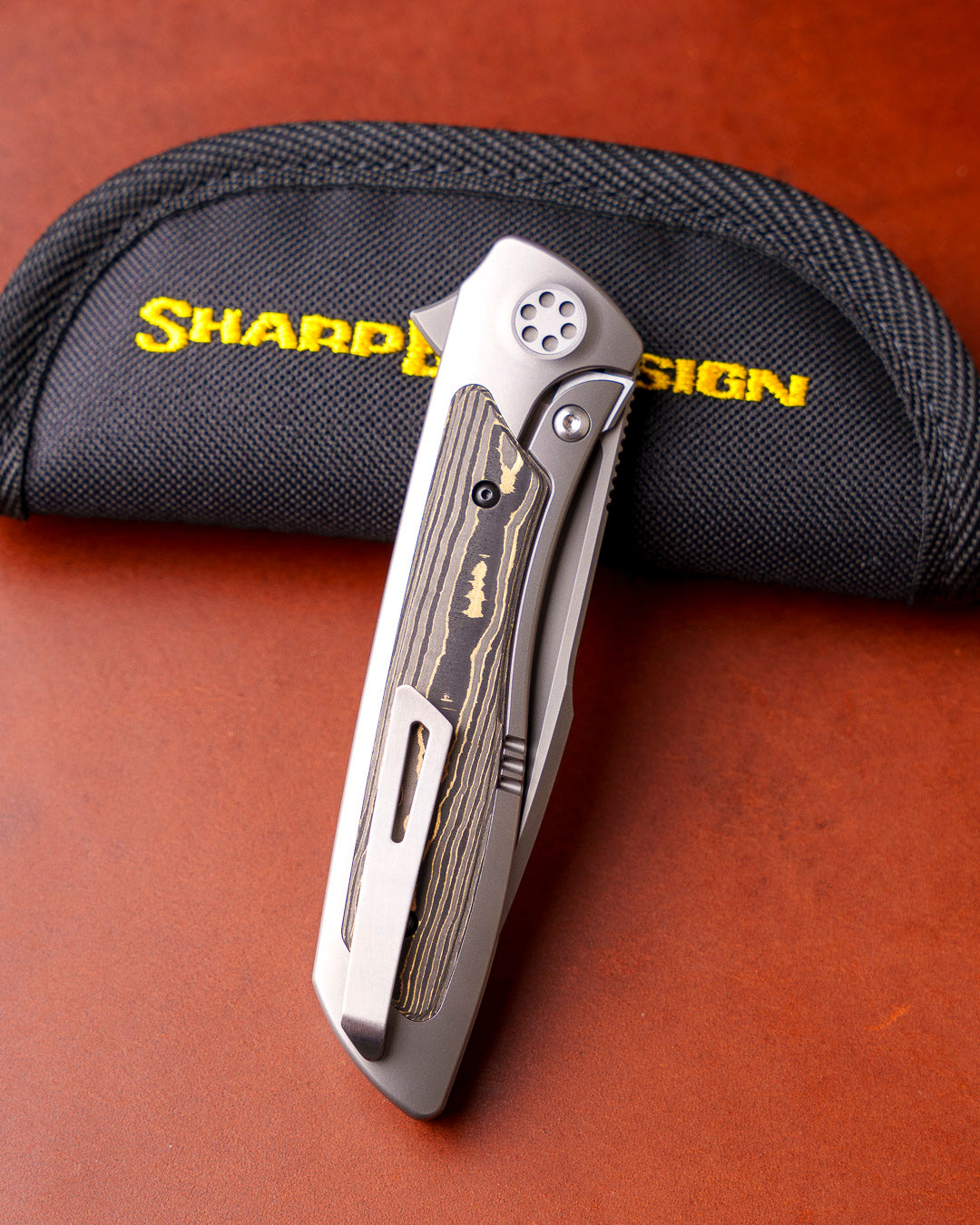 Sharp by Design T10 – FC Gold Camo Inlay Handles - Etched Blade
