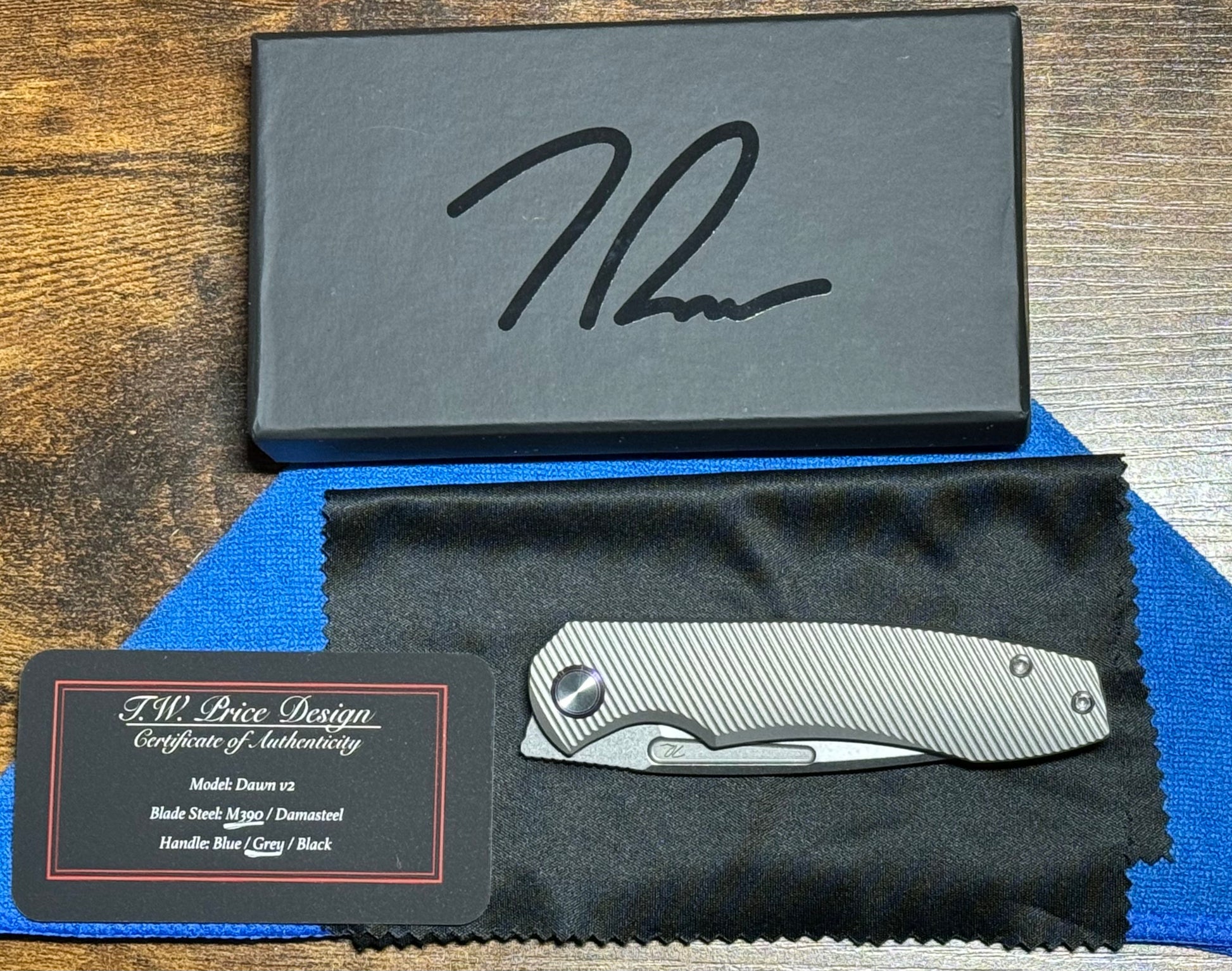 T.W. Price Design-TW PRICE DAWN V2 POLISHED STONEWASHED M390 BLADE/BEAD BLAST TITANIUM HANDLE-3-Urban Cutlery