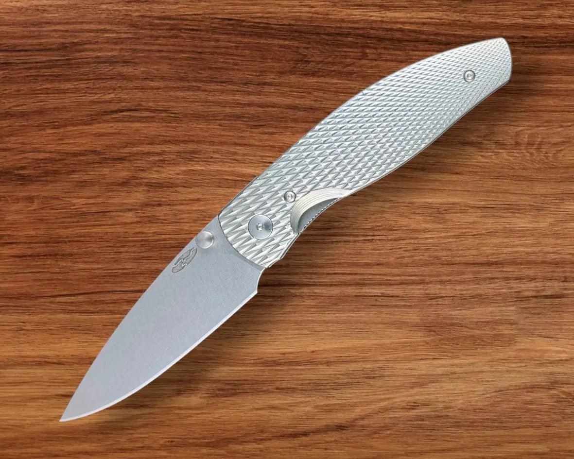 Three Rivers Mfg.-Three Rivers Mfg. (TRM) Atom - 3D Contoured Titanium LIZARD SKIN Handles - 20CV Blade-2-Urban Cutlery