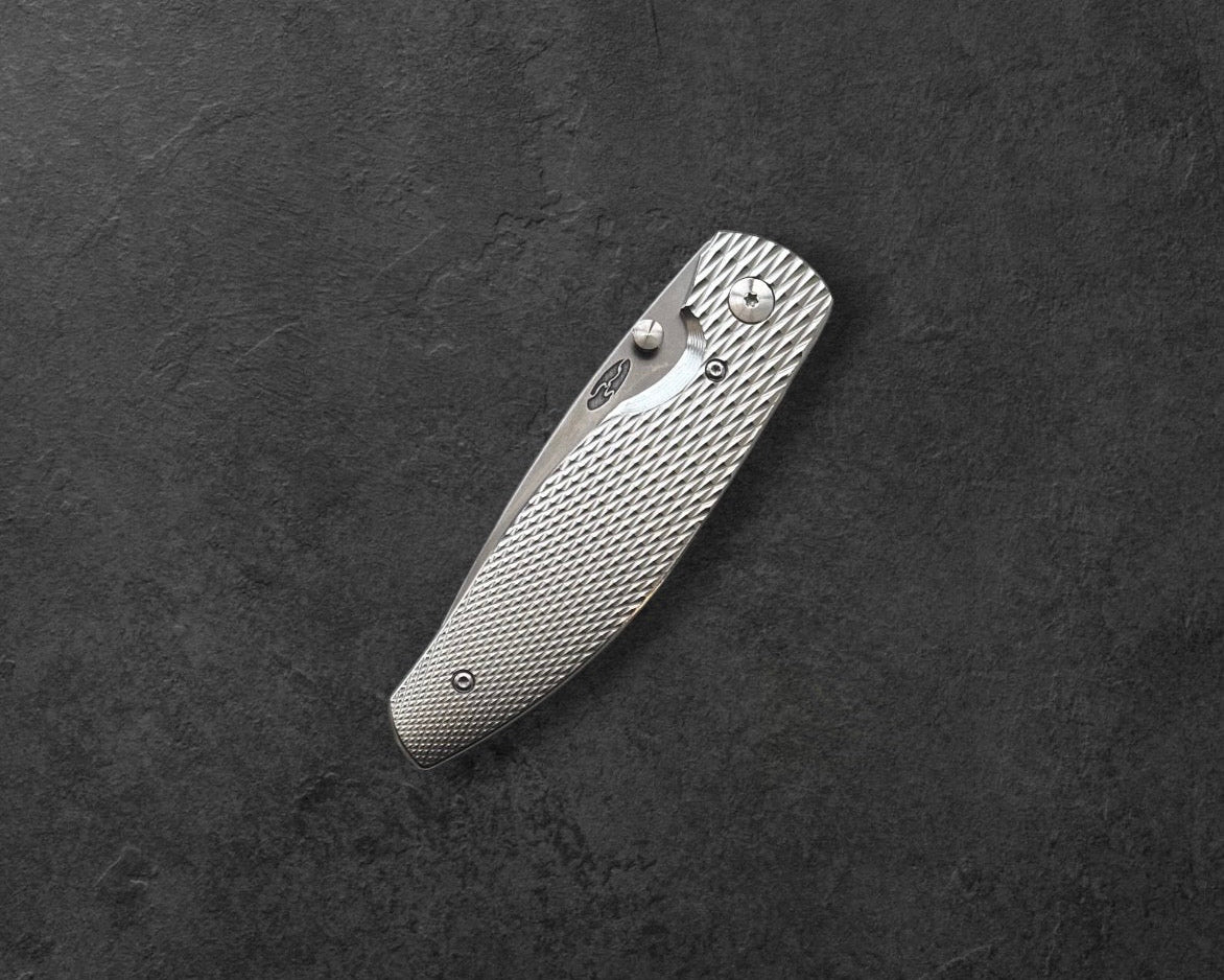 Three Rivers Mfg.-Three Rivers Mfg. (TRM) Atom - 3D Contoured Titanium LIZARD SKIN Handles - 20CV Blade-3-Urban Cutlery