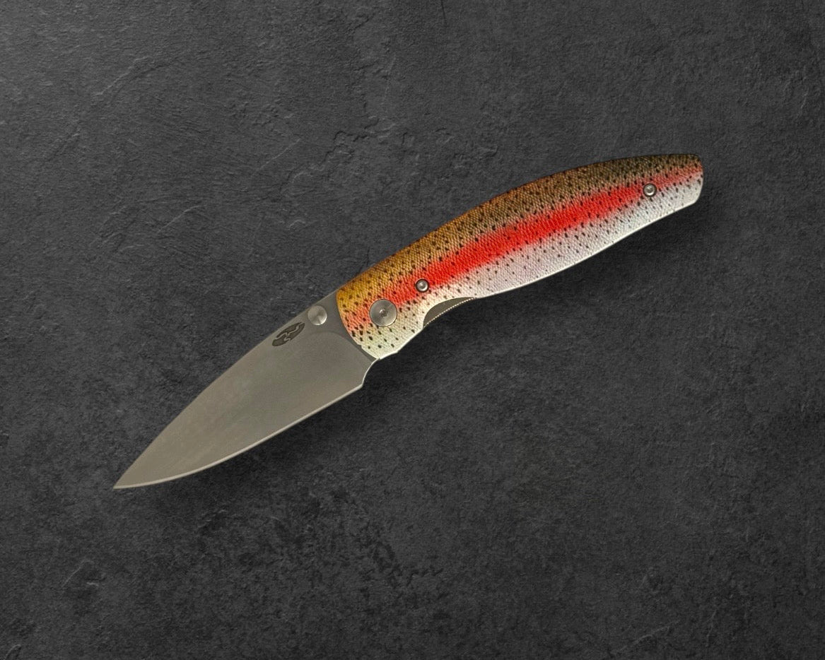 Three Rivers Mfg.-Three Rivers Mfg. (TRM) Atom - DEALER EXCLUSIVE - RAINBOW TROUT G10 Contoured Handles - MagnaCut Blade-6-Urban Cutlery
