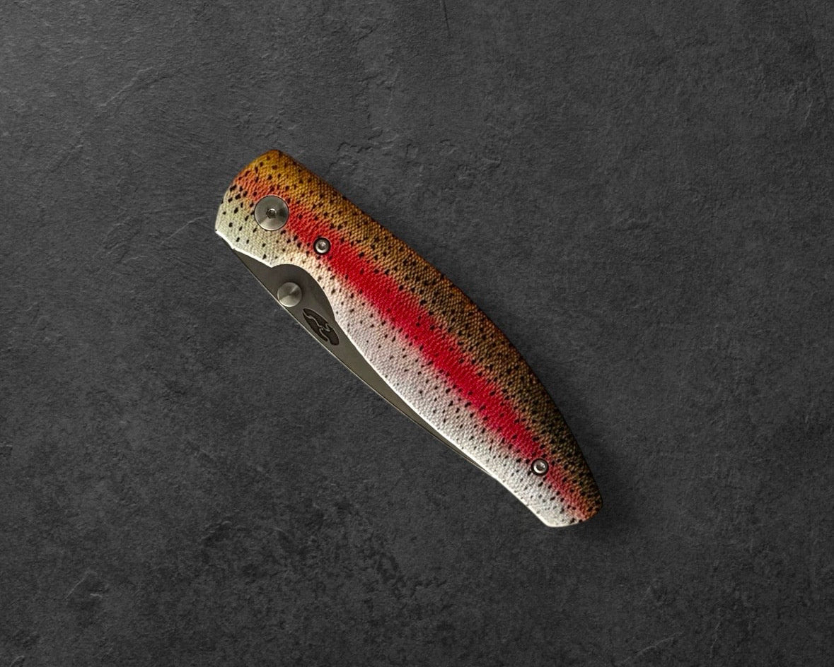 Three Rivers Mfg.-Three Rivers Mfg. (TRM) Atom - DEALER EXCLUSIVE - RAINBOW TROUT G10 Contoured Handles - MagnaCut Blade-8-Urban Cutlery