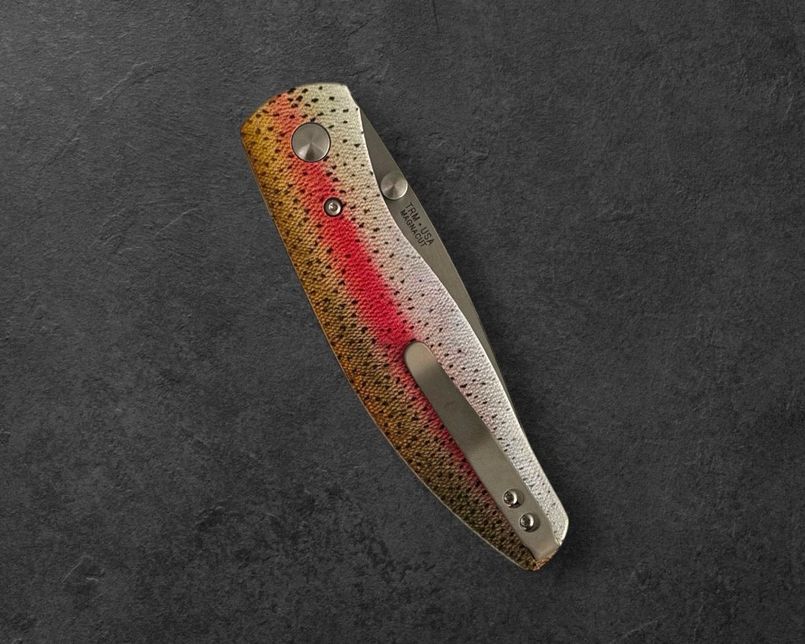 Three Rivers Mfg.-Three Rivers Mfg. (TRM) Atom - DEALER EXCLUSIVE - RAINBOW TROUT G10 Contoured Handles - MagnaCut Blade-9-Urban Cutlery