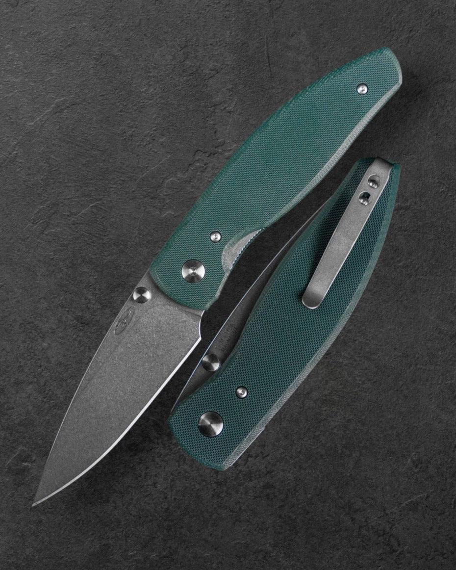 Three Rivers Mfg.-Three Rivers Mfg. (TRM) Atom - FOREST GREEN G10 FLAT Handles - MAGNACUT Blade-1-Urban Cutlery