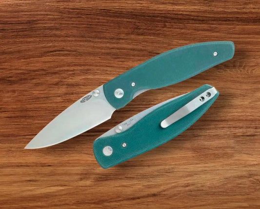 Three Rivers Mfg.-Three Rivers Mfg. (TRM) Atom - FOREST GREEN G10 Handles - 20CV Blade-1-Urban Cutlery