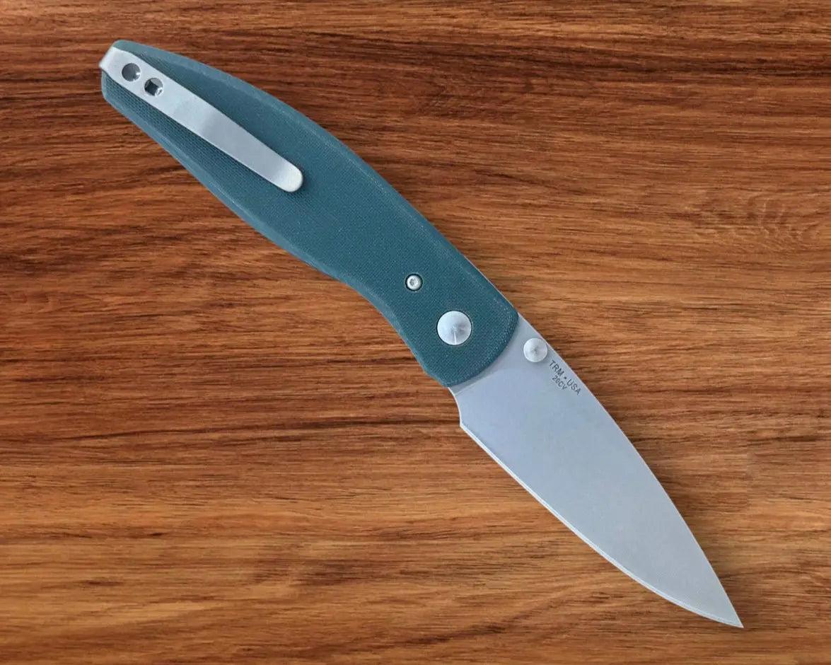 Three Rivers Mfg.-Three Rivers Mfg. (TRM) Atom - FOREST GREEN G10 Handles - 20CV Blade-3-Urban Cutlery