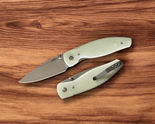 Three Rivers Mfg.-Three Rivers Mfg. (TRM) Atom - JADE G10 3D Handles - 20CV Blade-1-Urban Cutlery