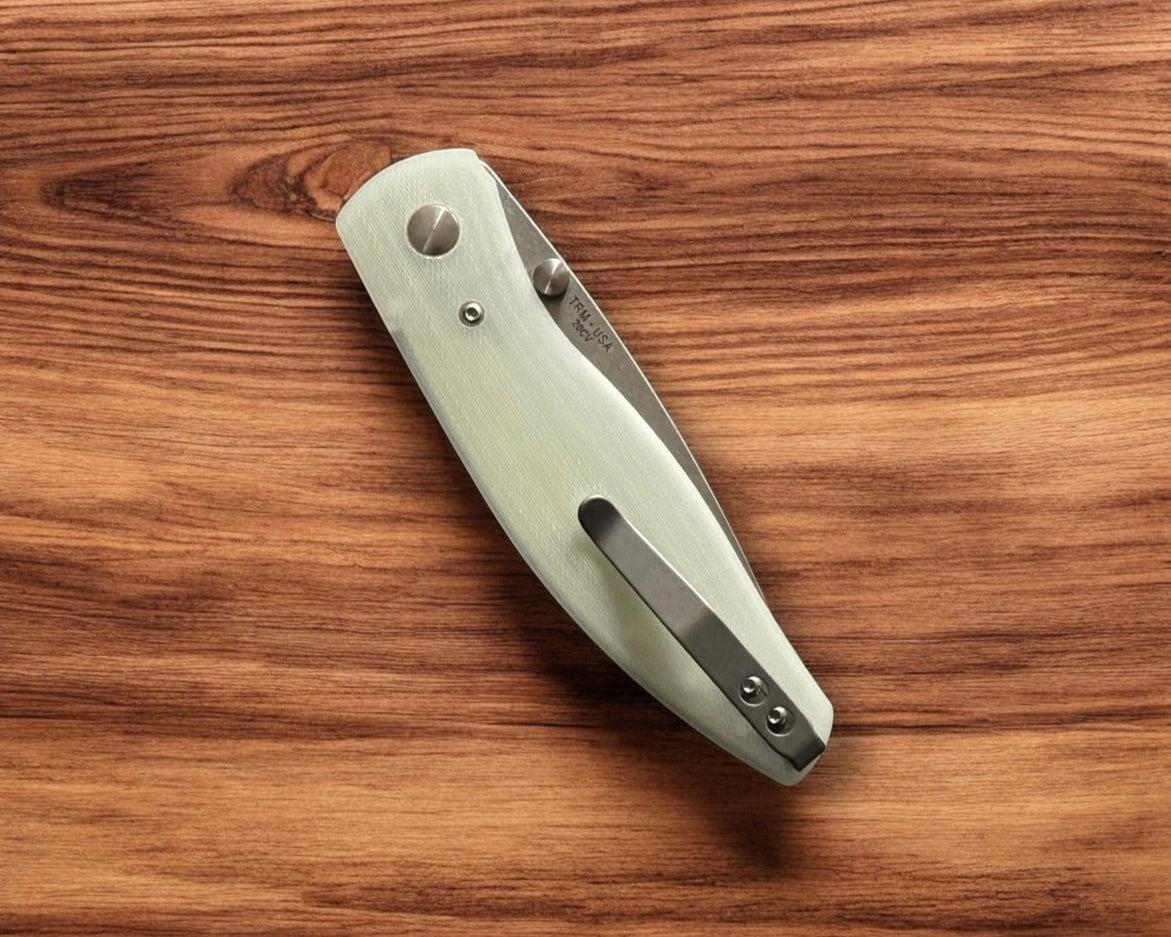 Three Rivers Mfg.-Three Rivers Mfg. (TRM) Atom - JADE G10 3D Handles - 20CV Blade-5-Urban Cutlery