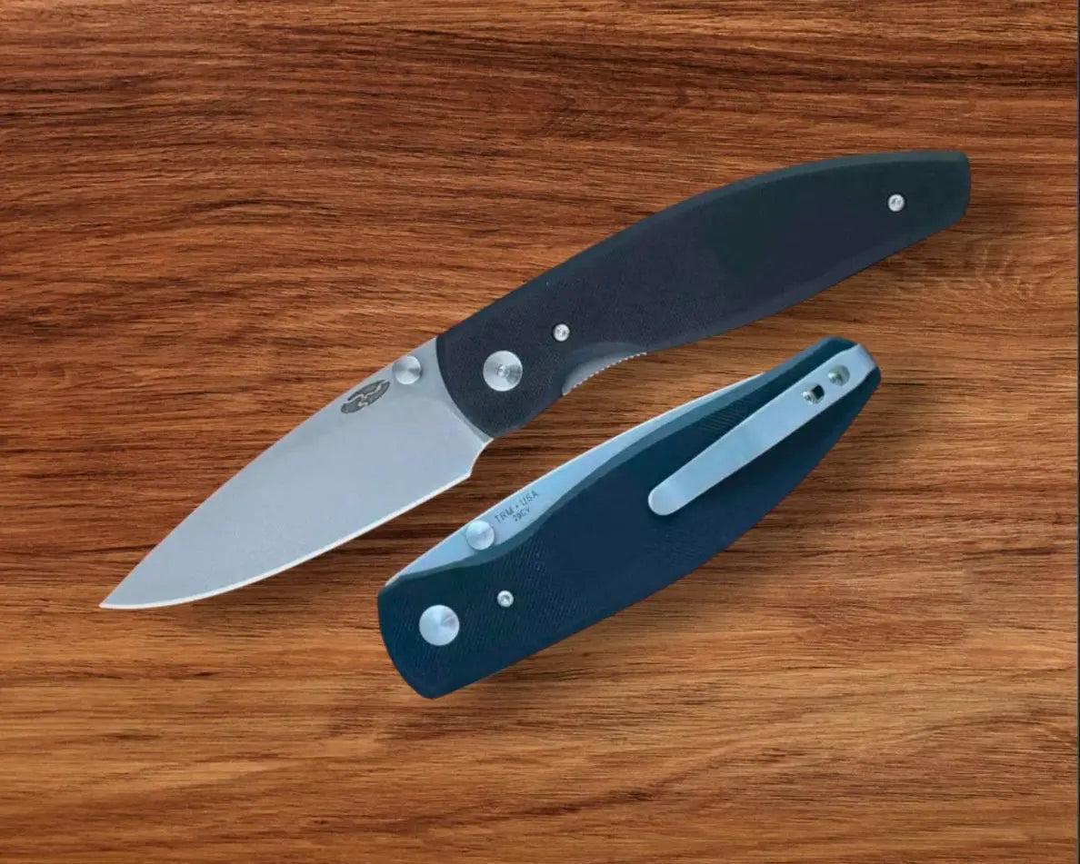 Three Rivers Mfg.-Three Rivers Mfg. (TRM) Atom - JET BLACK G10 Handles - 20CV Blade-1-Urban Cutlery