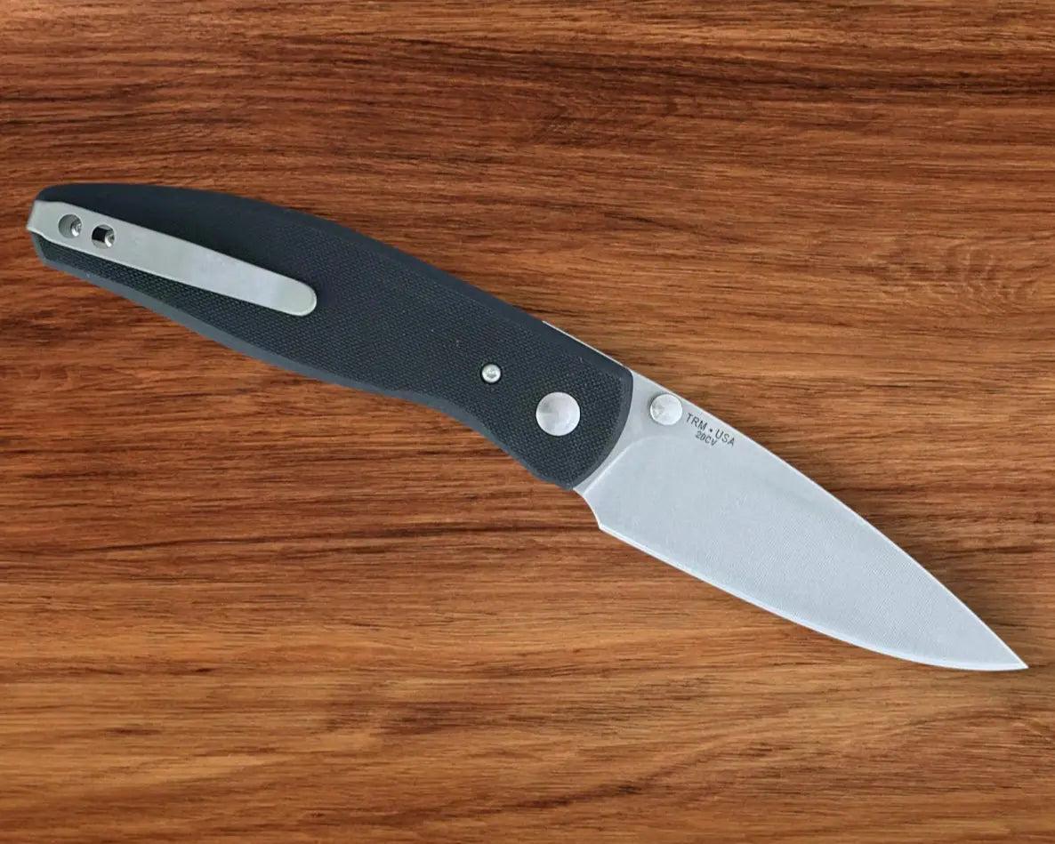 Three Rivers Mfg.-Three Rivers Mfg. (TRM) Atom - JET BLACK G10 Handles - 20CV Blade-3-Urban Cutlery