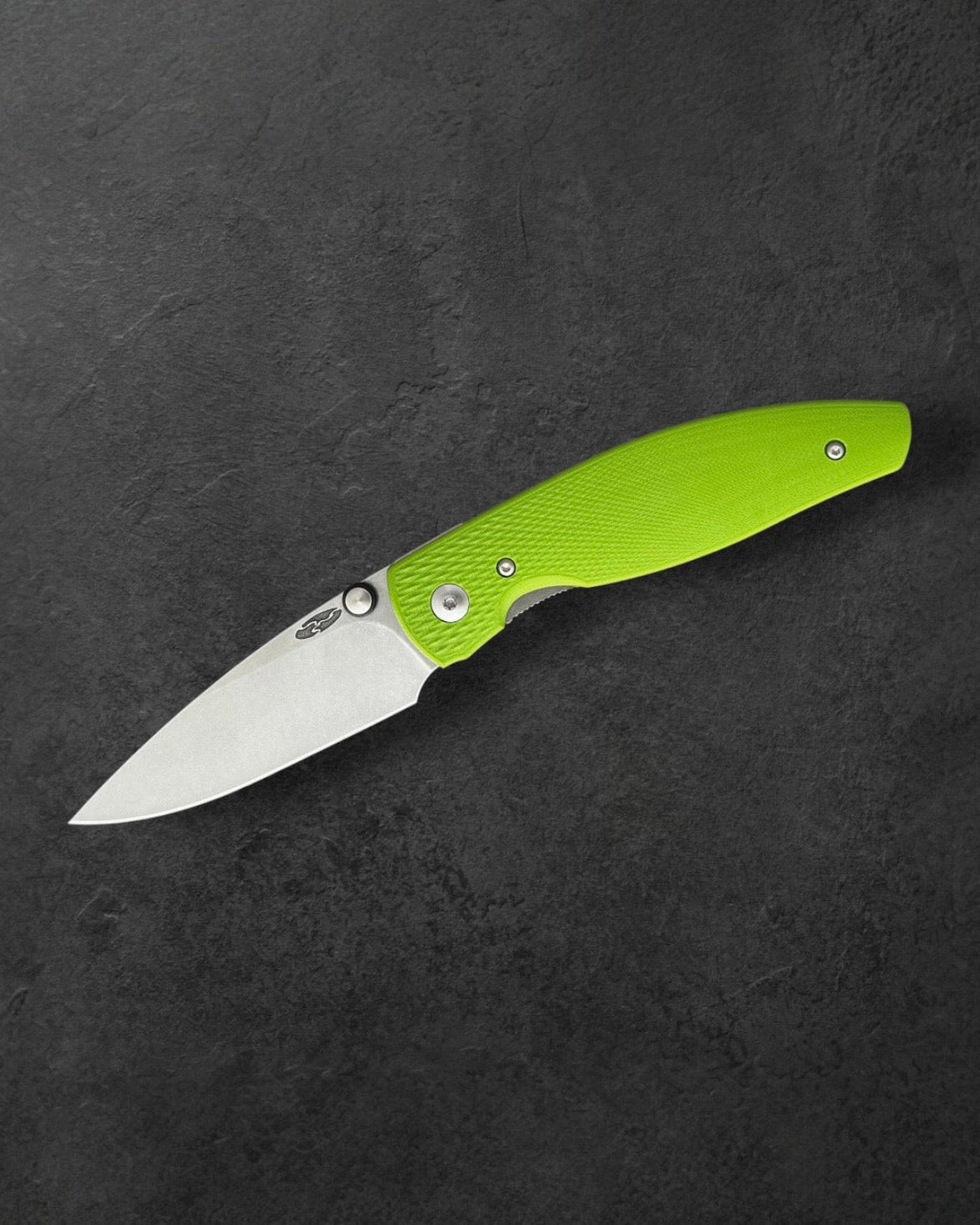 Three Rivers Mfg.-Three Rivers Mfg. (TRM) Atom - LIME GREEN 3D Contoured G10 LIZARD SKIN Handles - MAGNACUT Blade-1-Urban Cutlery