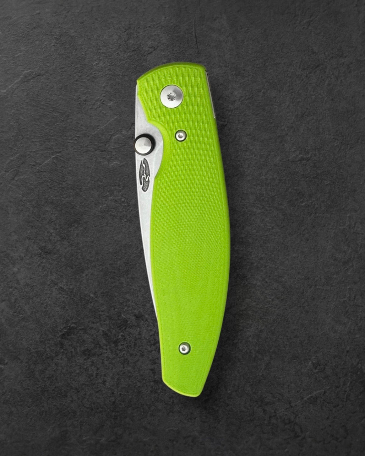 Three Rivers Mfg.-Three Rivers Mfg. (TRM) Atom - LIME GREEN 3D Contoured G10 LIZARD SKIN Handles - MAGNACUT Blade-2-Urban Cutlery