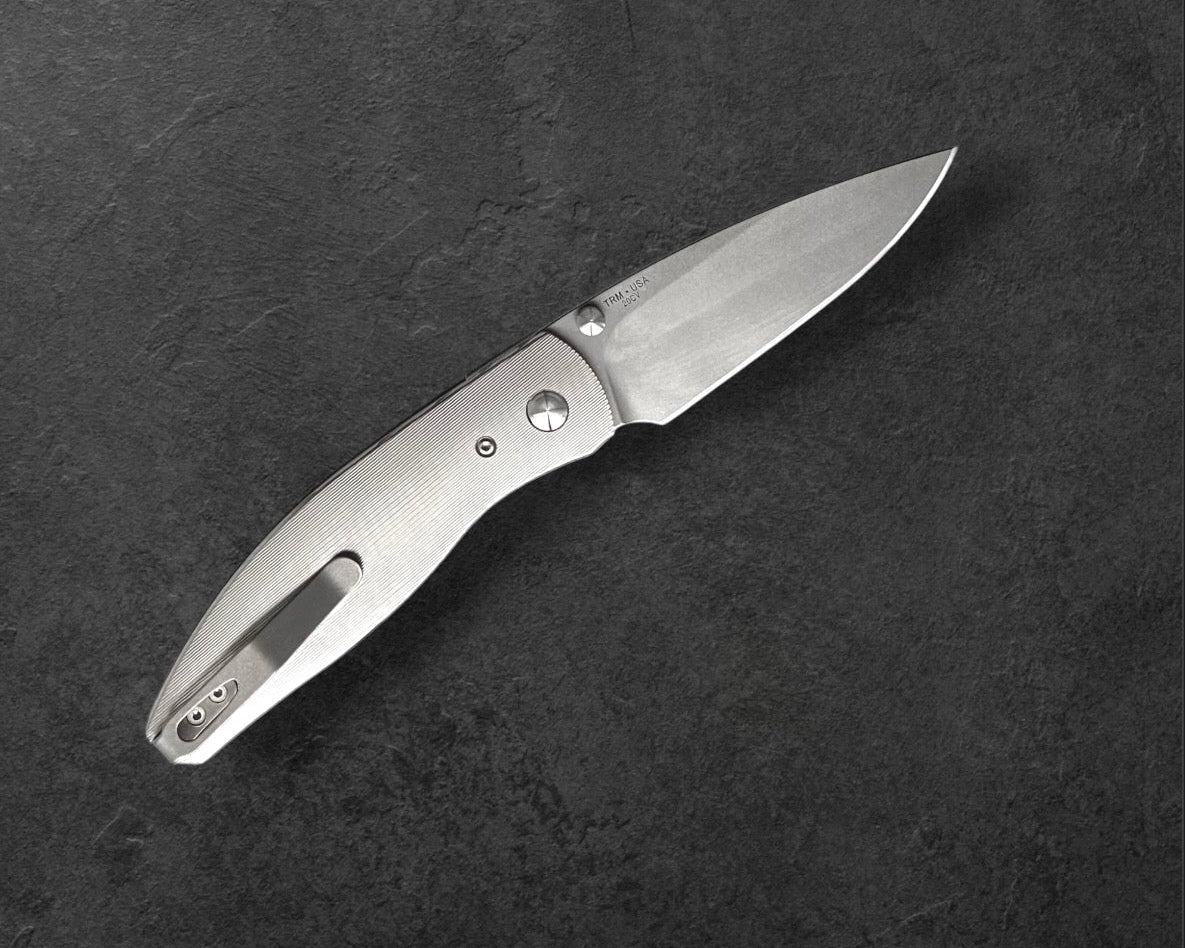 Three Rivers Mfg.-Three Rivers Mfg. (TRM) Atom - PINSTRIPE Titanium Handles - 20CV Blade-3-Urban Cutlery