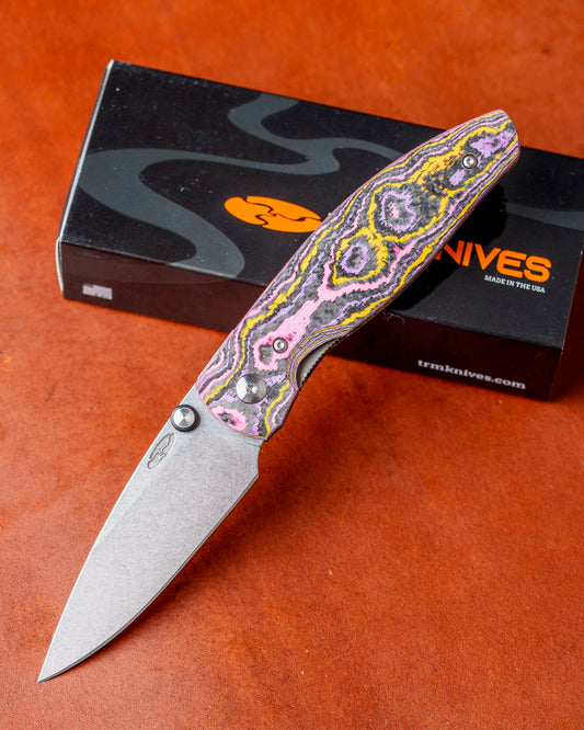 Three Rivers Mfg.-Three Rivers Mfg. (TRM) Atom - Pop CAMO CARBON 3D Contoured SMOOTH Scales - MAGNACUT Blade-1-Urban Cutlery