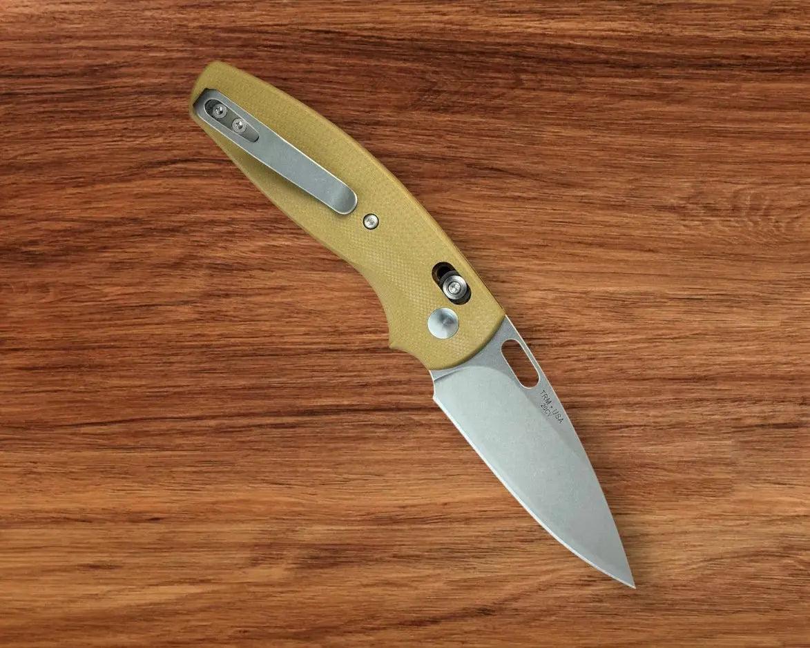 Three Rivers Mfg.-Three Rivers Mfg. (TRM) Bulldog - COYOTE BROWN G10 3D Contoured SMOOTH Handles - 20CV Blade-2-Urban Cutlery