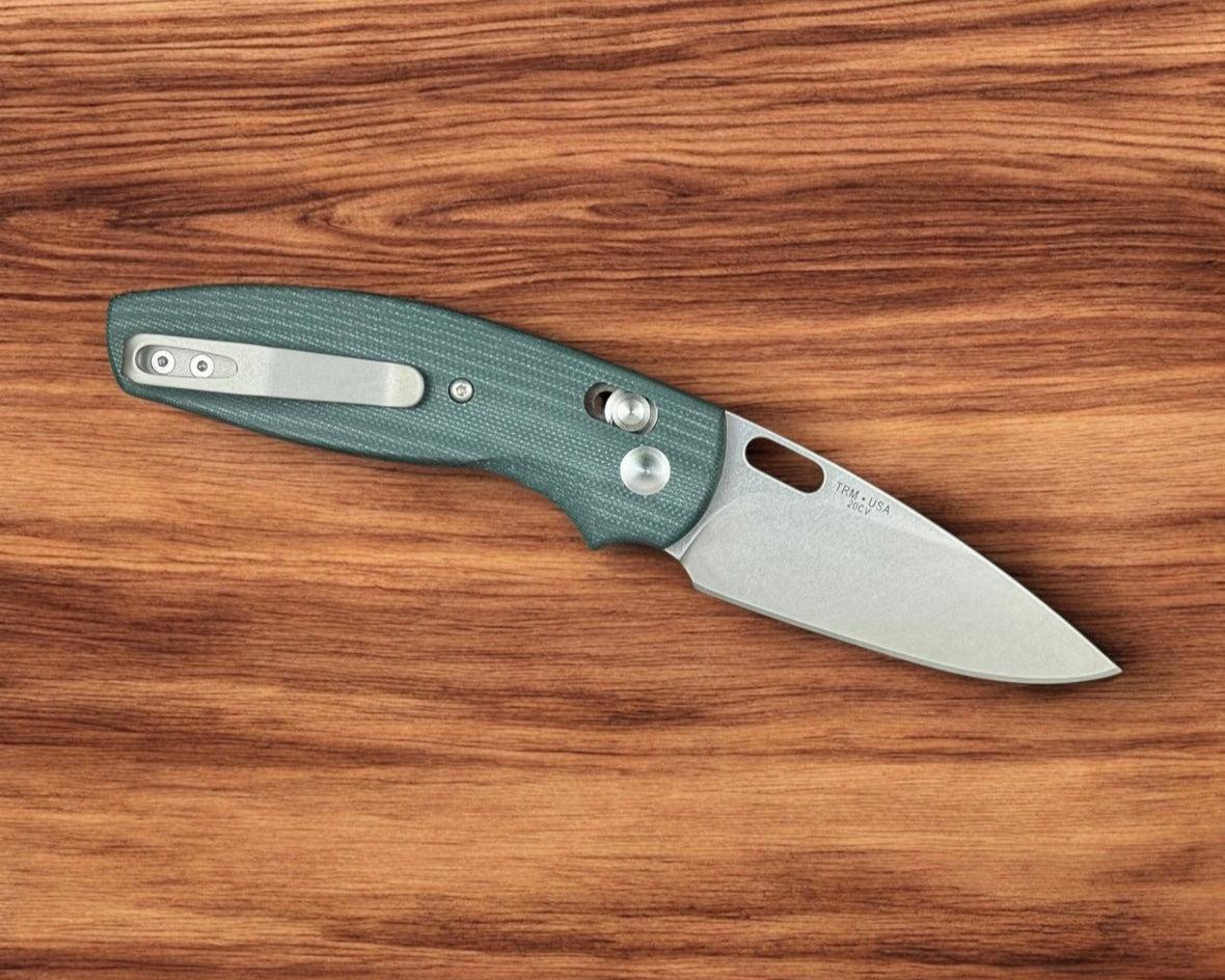 Three Rivers Mfg.-Three Rivers Mfg. (TRM) Bulldog - DEALER EXCLUSIVE - FOREST GREEN G10 3D Handles - 20CV Blade-3-Urban Cutlery