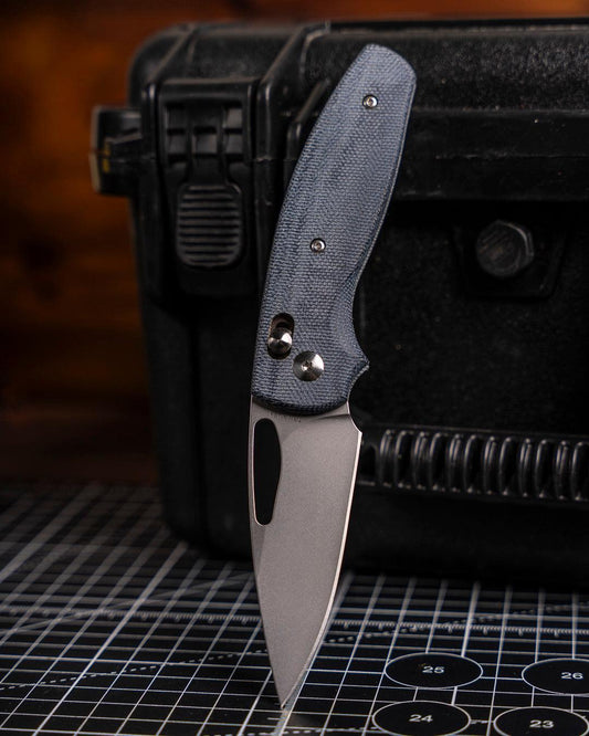 Three Rivers Mfg.-Three Rivers Mfg. (TRM) Bulldog Rev B - BLUE DENIM MICARTA 3D Handles - MAGNACUT Blade-1-Urban Cutlery