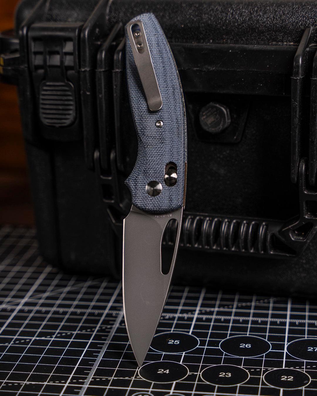 Three Rivers Mfg.-Three Rivers Mfg. (TRM) Bulldog Rev B - BLUE DENIM MICARTA 3D Handles - MAGNACUT Blade-2-Urban Cutlery