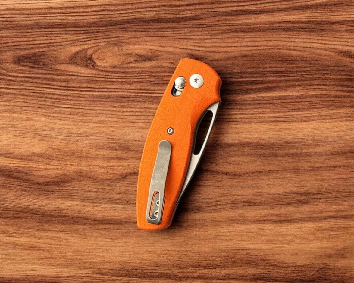 Three Rivers Mfg.-Three Rivers Mfg. (TRM) Bulldog Rev B - G10 HUNTER ORANGE 3D CONTOURED SMOOTH Handles - 20CV Blade-4-Urban Cutlery