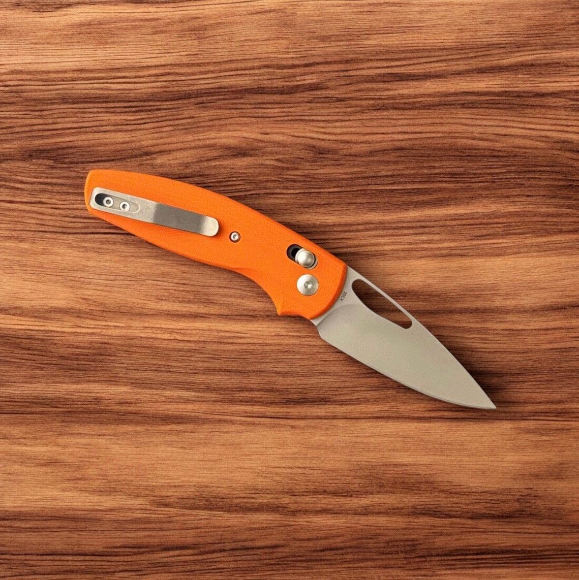 Three Rivers Mfg.-Three Rivers Mfg. (TRM) Bulldog Rev B - G10 HUNTER ORANGE 3D CONTOURED SMOOTH Handles - 20CV Blade-5-Urban Cutlery