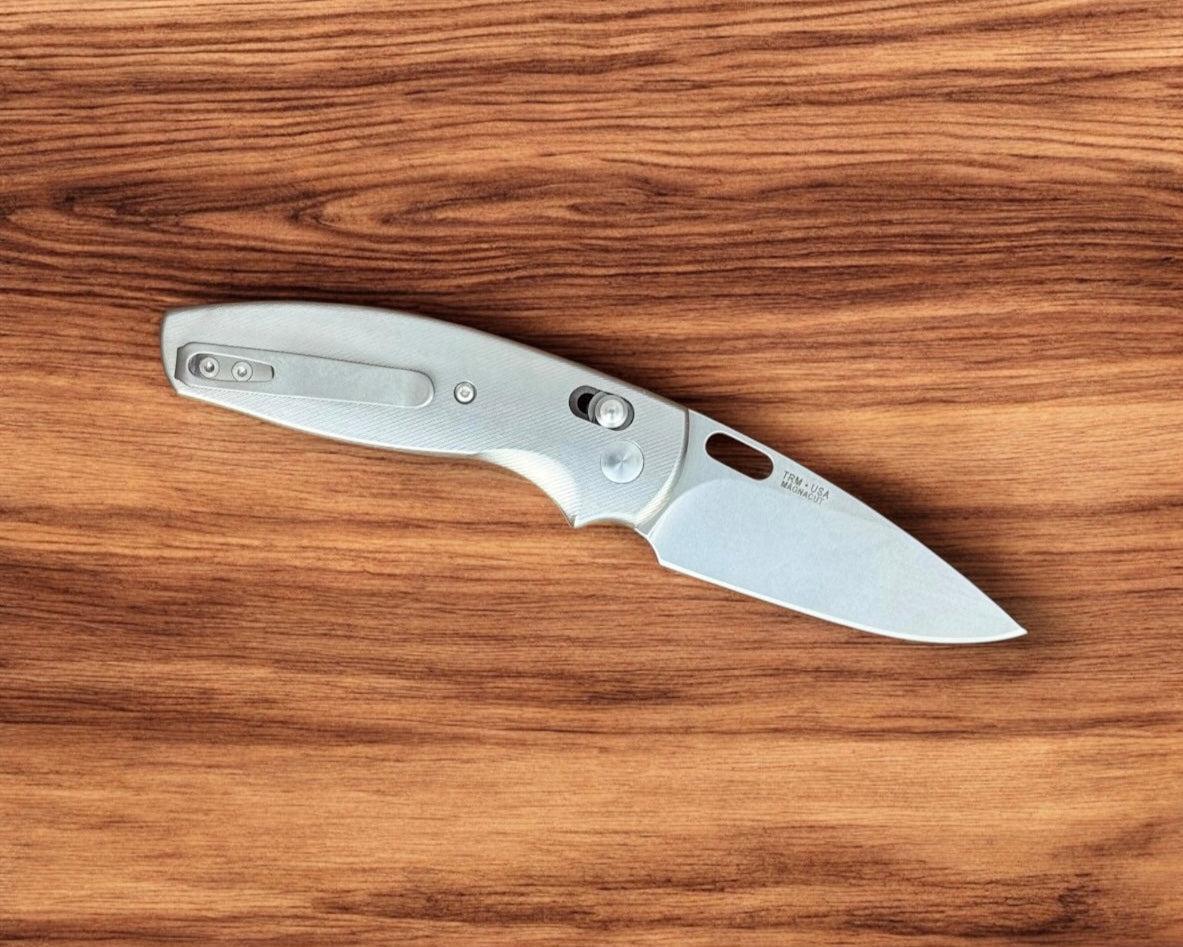 Three Rivers Mfg.-Three Rivers Mfg. (TRM) Bulldog - TITANIUM 3D Contoured SMOOTH Handles - Magnacut Blade-3-Urban Cutlery
