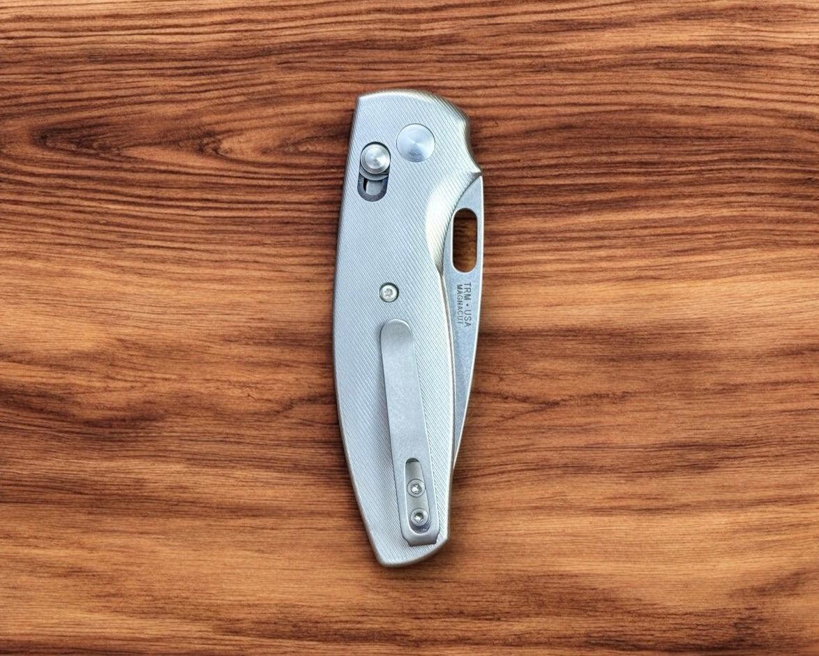 Three Rivers Mfg.-Three Rivers Mfg. (TRM) Bulldog - TITANIUM 3D Contoured SMOOTH Handles - Magnacut Blade-5-Urban Cutlery