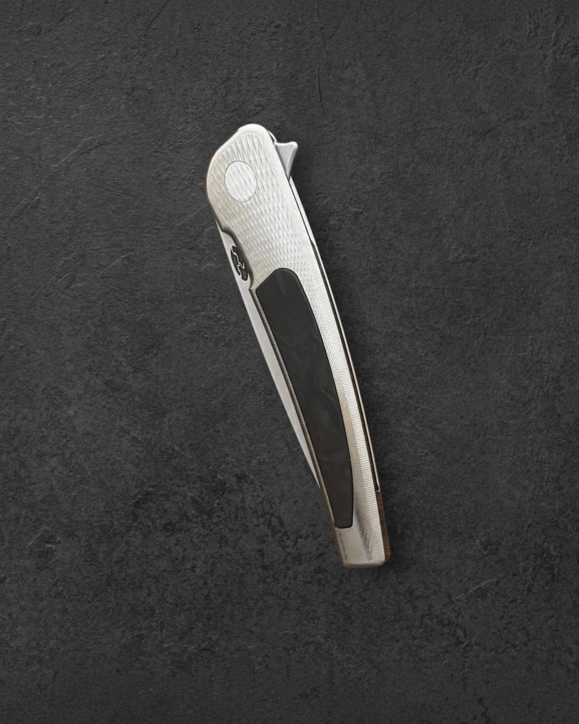 Three Rivers Mfg.-Three Rivers Mfg. (TRM) Custom Comet - Milled Ti Handle w/ CF Inlay - Magnacut Blade-1-Urban Cutlery