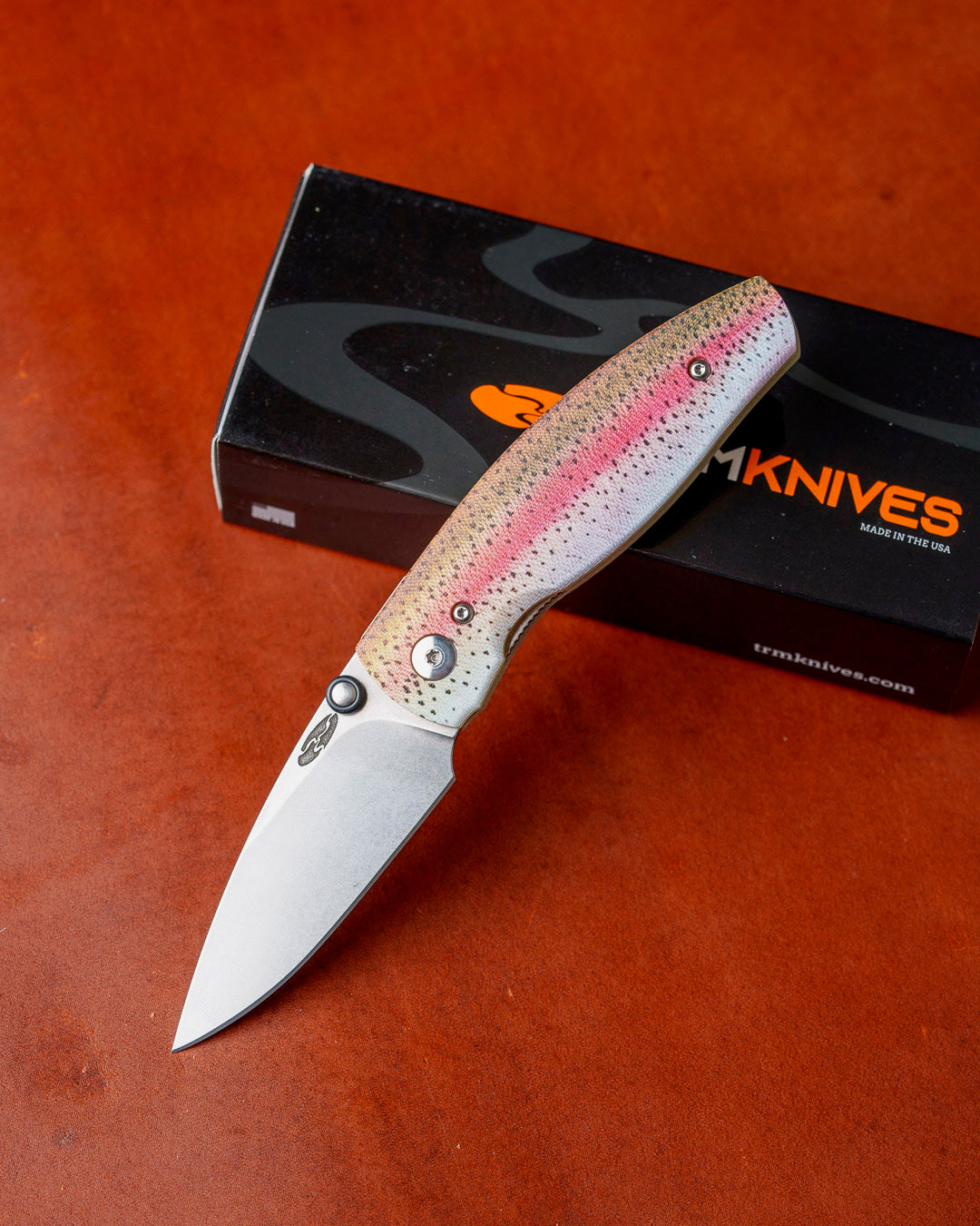 Three Rivers Mfg.-Three Rivers Mfg. (TRM) Neutron 2 - DEALER EXCLUSIVE - RAINBOW TROUT G10 Contoured Handles - MagnaCut Blade - Magnacut Blade-1-Urban Cutlery