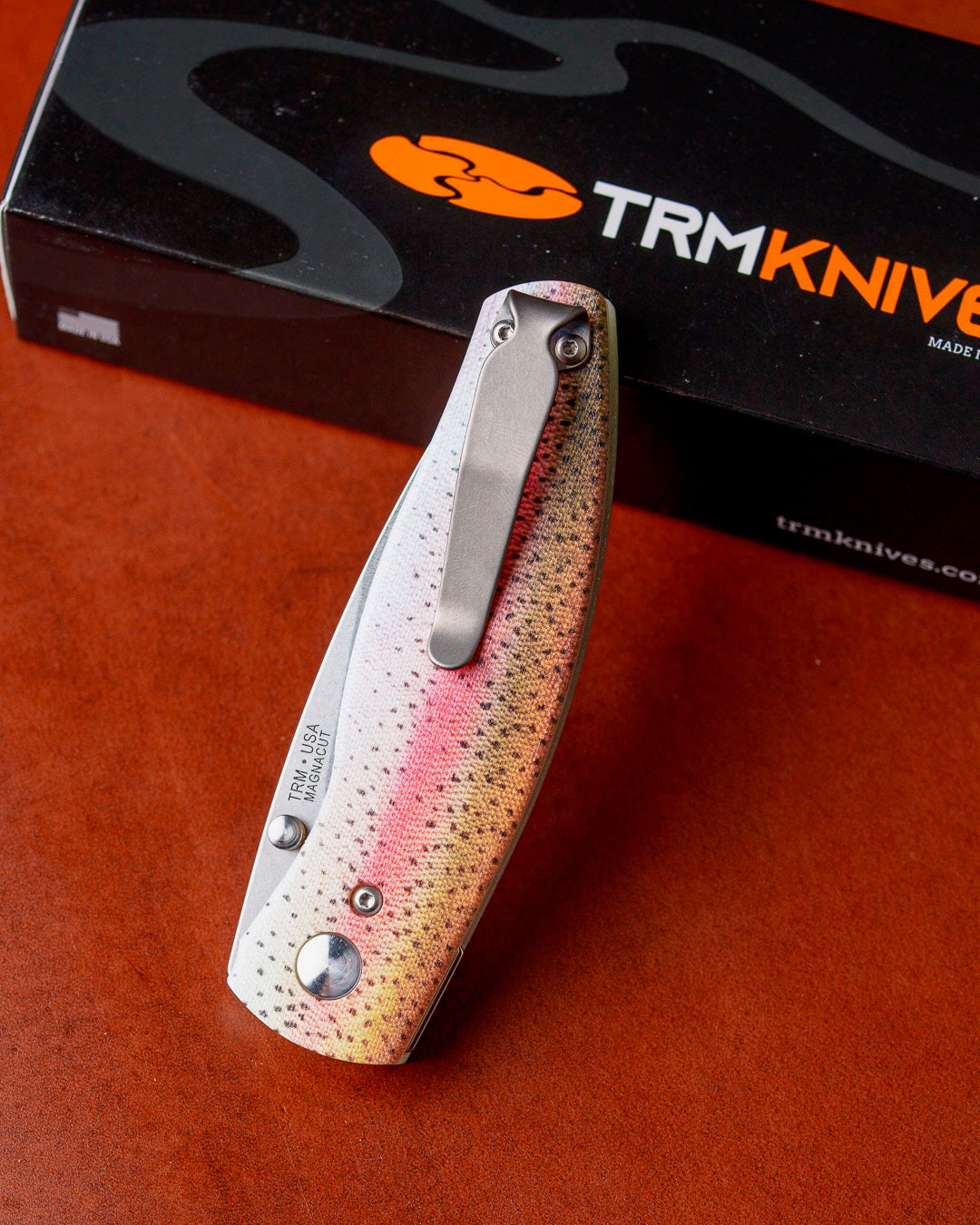 Three Rivers Mfg.-Three Rivers Mfg. (TRM) Neutron 2 - DEALER EXCLUSIVE - RAINBOW TROUT G10 Contoured Handles - MagnaCut Blade - Magnacut Blade-4-Urban Cutlery