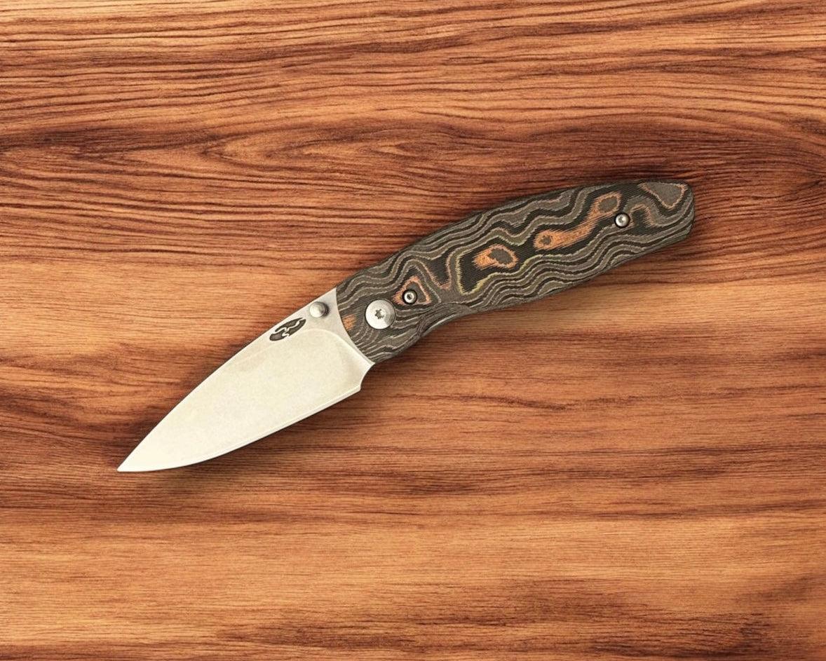 Three Rivers Mfg.-Three Rivers Mfg. (TRM) Neutron 2 FRAME LOCK - CAMOCARBON MOKUME 3D CONTOURED (Showside) Handles - 20CV Blade-2-Urban Cutlery