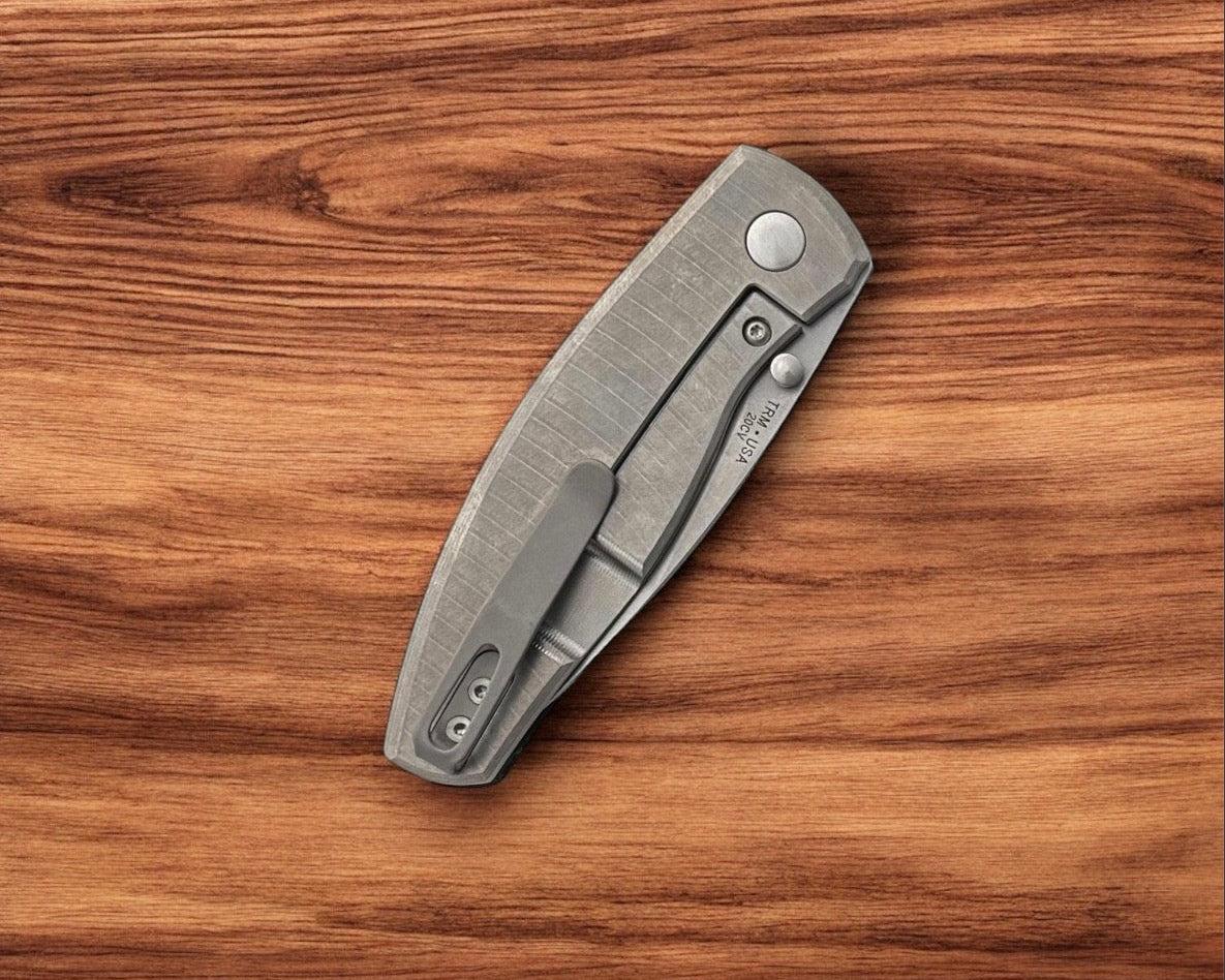 Three Rivers Mfg.-Three Rivers Mfg. (TRM) Neutron 2 FRAME LOCK - CAMOCARBON MOKUME 3D CONTOURED (Showside) Handles - 20CV Blade-5-Urban Cutlery