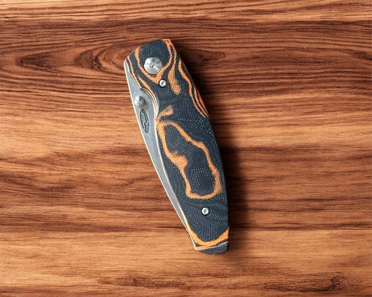 Three Rivers Mfg.-Three Rivers Mfg. (TRM) Neutron 2 FRAME LOCK - TANGERINE TIGER G10 3D w/ Carbon Fiber Inlay Handles - Magnacut Blade-4-Urban Cutlery