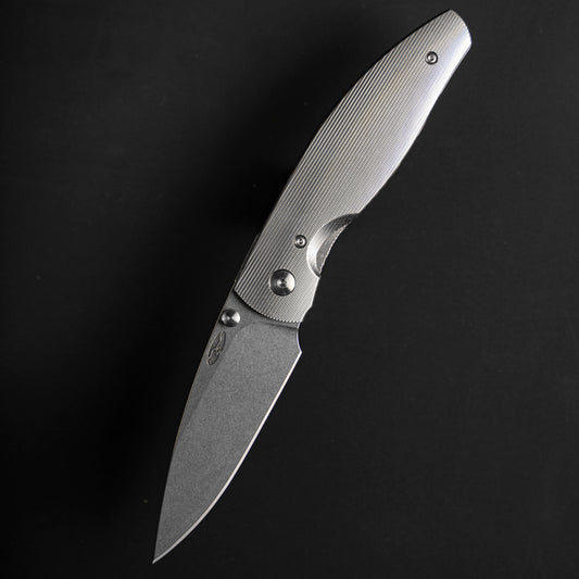 Three Rivers Mfg.-Three Rivers Mfg. (TRM) Neutron 2 - PINSTRIPE Titanium Handles - MAGNACUT Blade-1-Urban Cutlery
