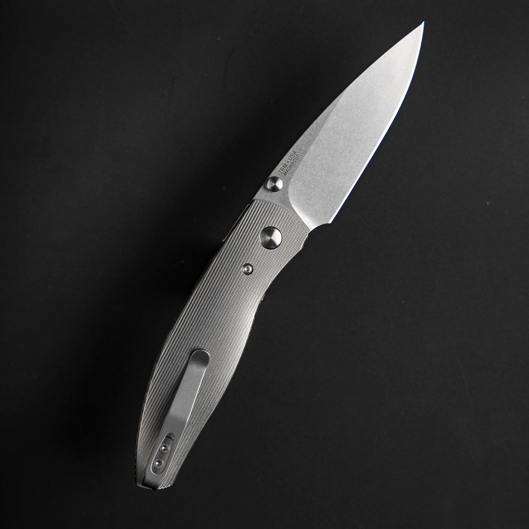 Three Rivers Mfg.-Three Rivers Mfg. (TRM) Neutron 2 - PINSTRIPE Titanium Handles - MAGNACUT Blade-2-Urban Cutlery