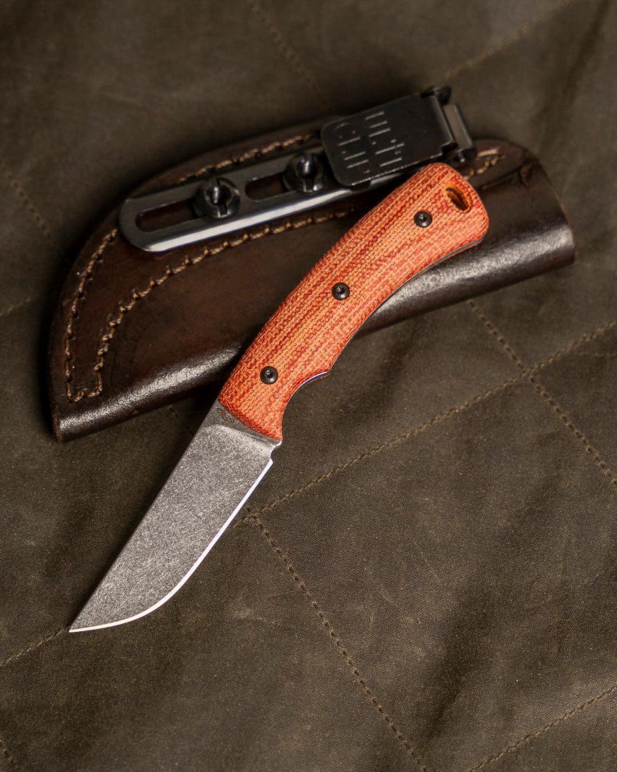 Three Rivers Mfg.-Three Rivers Mfg. (TRM) TAGALONG - MICARTA AUTUMN ORANGE 3D CONTOURED SMOOTH Handles - Magnacut Blade-1-Urban Cutlery