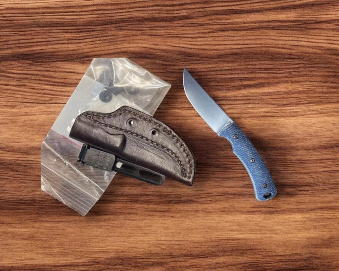Three Rivers Mfg.-Three Rivers Mfg. (TRM) TAGALONG - MICARTA BLUE DENIM 3D CONTOURED SMOOTH Handles - Magnacut Blade-Fixed Blade-Urban Cutlery