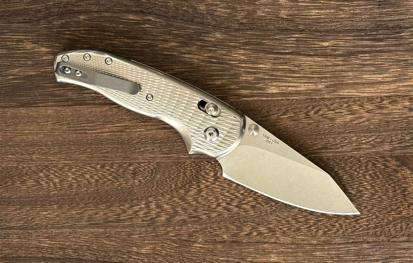 Three Rivers Mfg.-Three Rivers Mfg. (TRM) Titanium Shadow - Mike Irie Custom Hollow-Ground Blade-2-Urban Cutlery