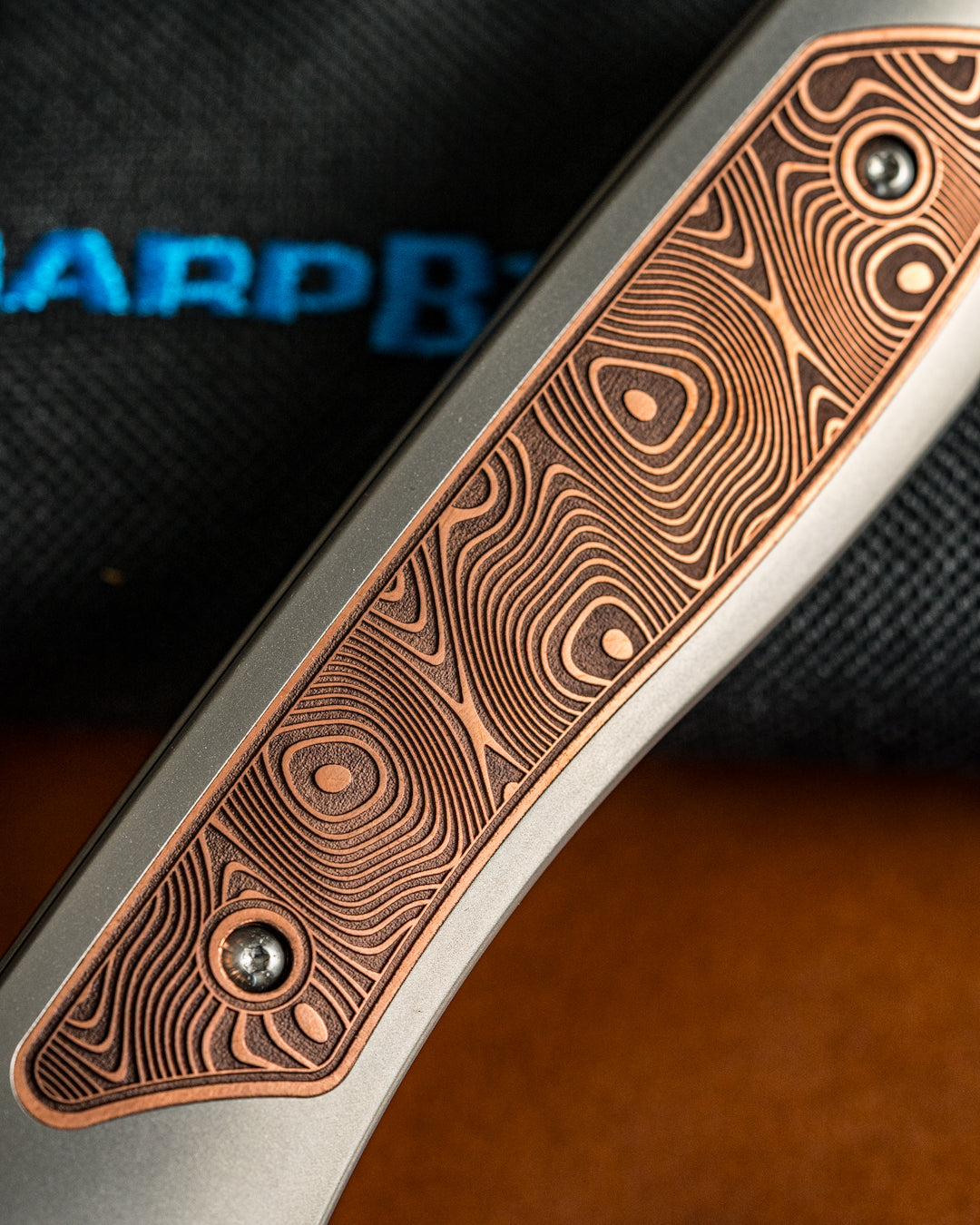 Sharp by Design T10 – Copper Inlay Handles #3 - Etched & Slotted Blade