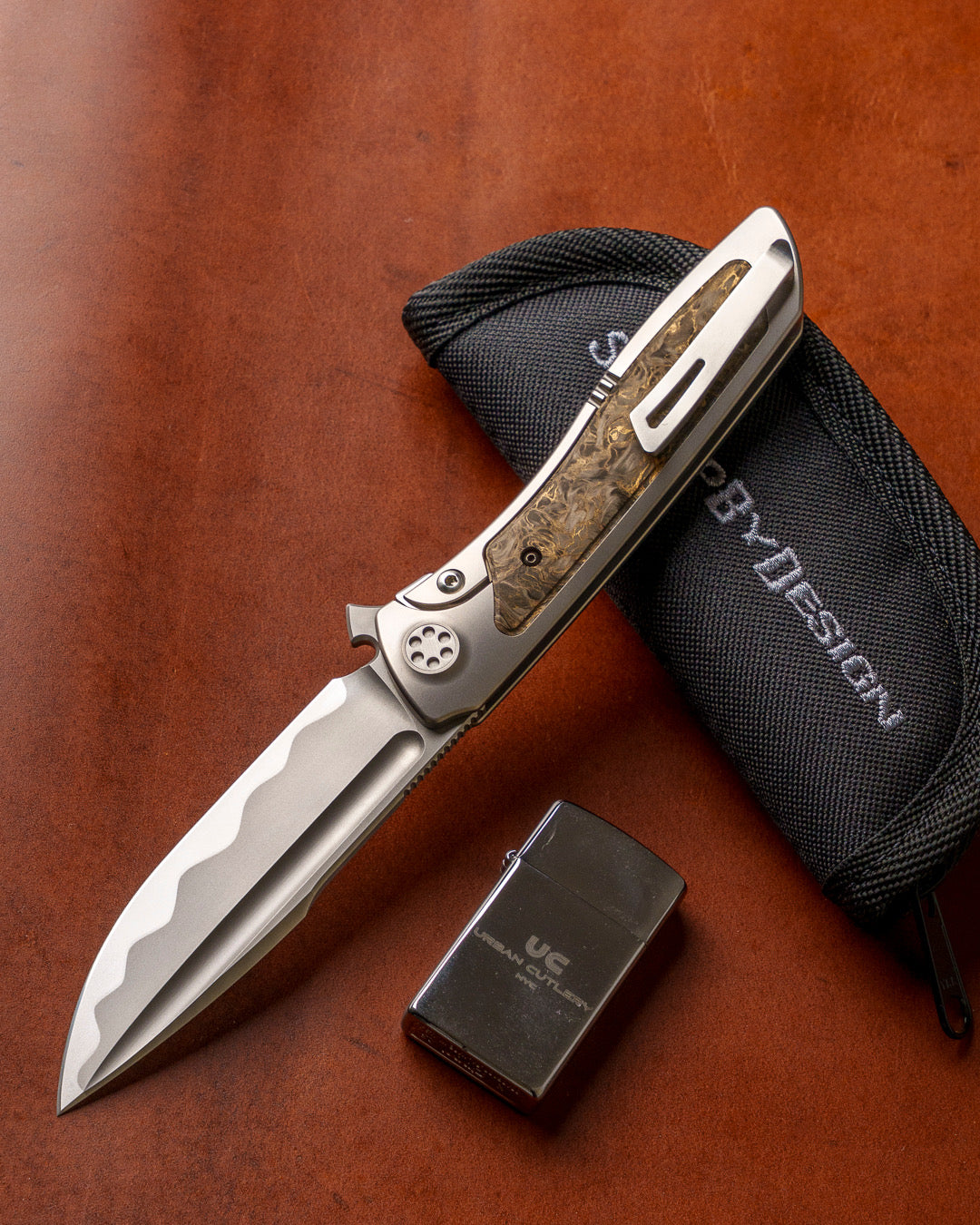 Sharp by Design T10 – FC Dark Matter Gold Inlay Handles - Etched Blade