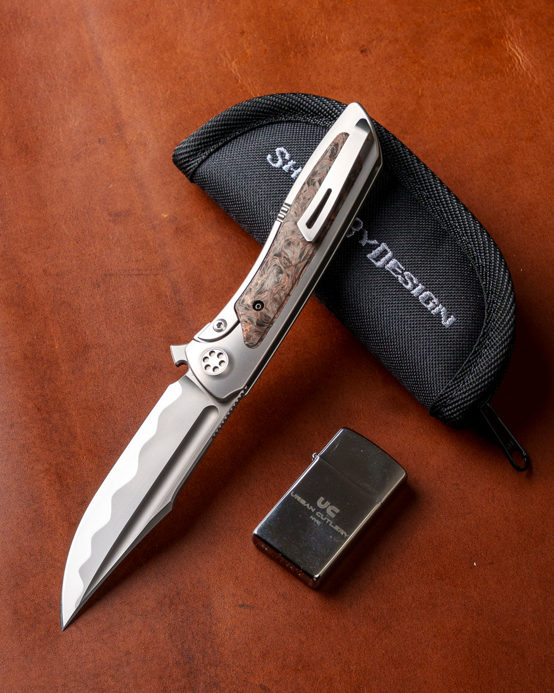 Sharp by Design T10 – FC Dark Matter Copper Inlay Handles - Etched Blade