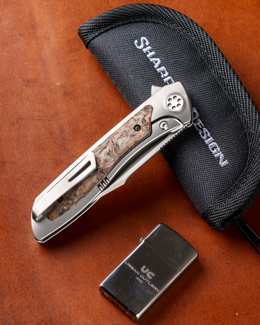 Sharp by Design T10 – FC Dark Matter Copper Inlay Handles - Etched Blade
