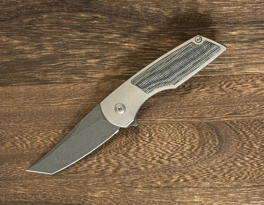 Urban EDC-Urban EDC Delta - Titanium and Elmax - Black Micarta and Acid Etched Blade - Brand New-1-Urban Cutlery