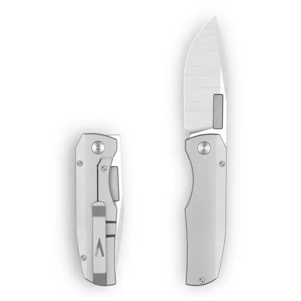 Vero Engineering-Vero Engineering Nova - Raw Titanium Handle - Belt Satin Blade-1-Urban Cutlery