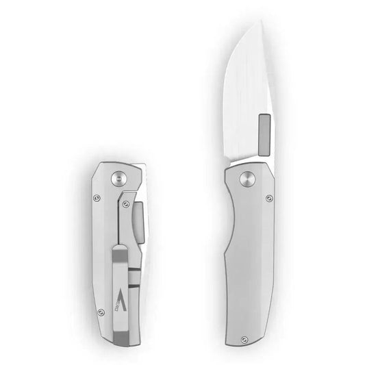 Vero Engineering-Vero Engineering Nova - Raw Titanium Handle - Hand Satin Blade-1-Urban Cutlery