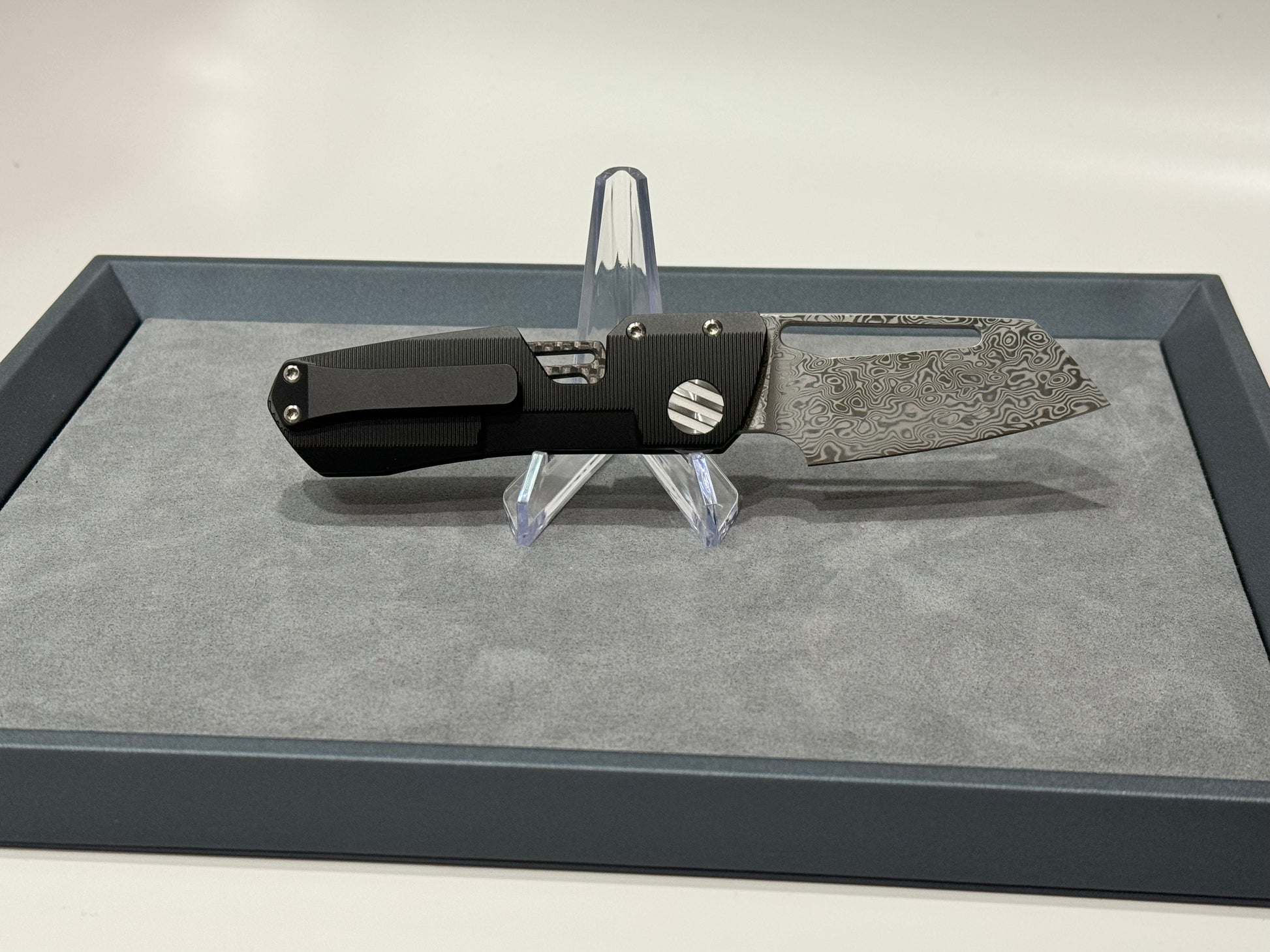Winterblade-Winterblade - Factor B3 Black Coated Full Titanium, Damascus Blade w/ Flip Lever - Brand New-3-Urban Cutlery