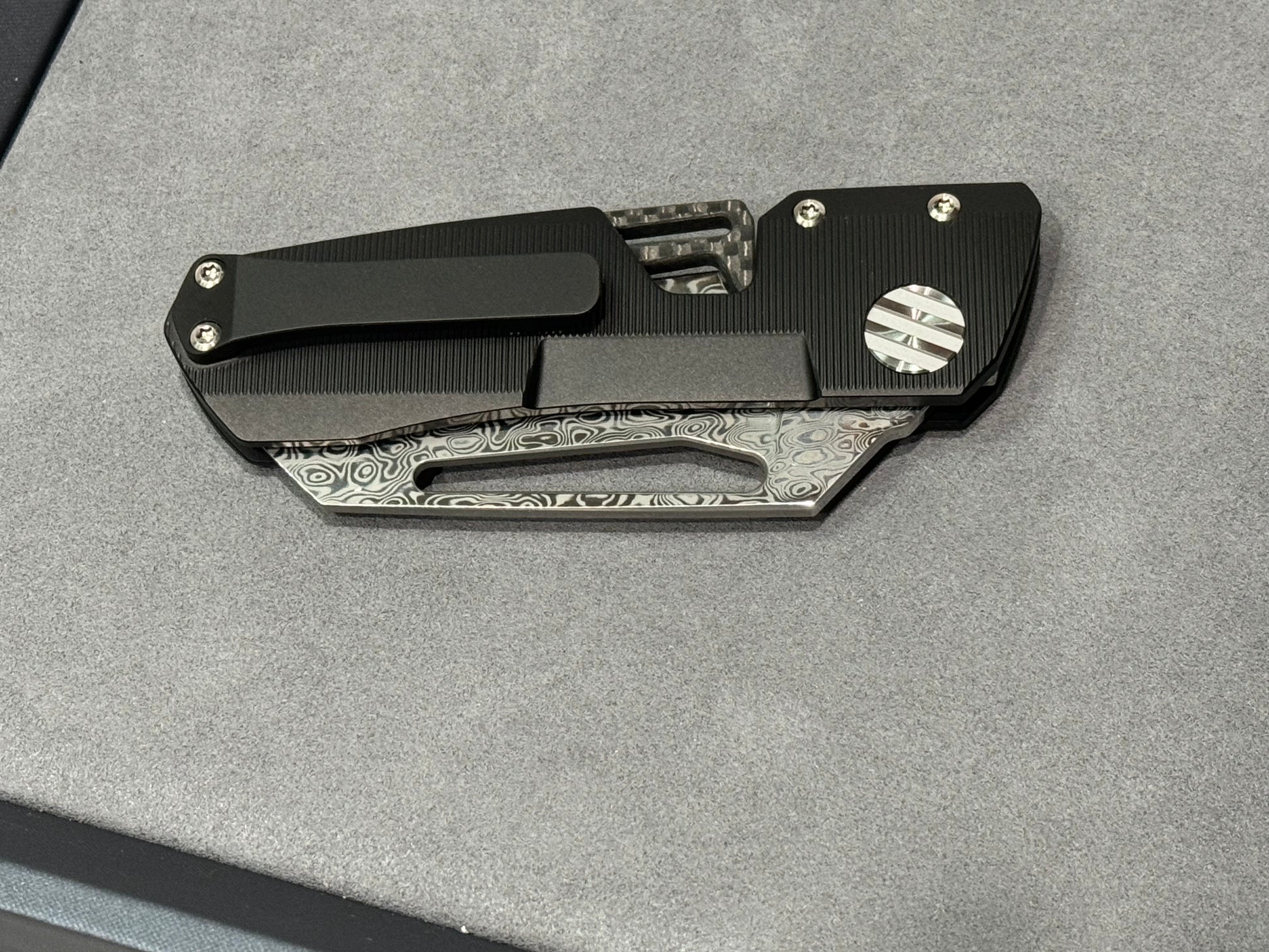 Winterblade-Winterblade - Factor B3 Black Coated Full Titanium, Damascus Blade w/ Flip Lever - Brand New-4-Urban Cutlery